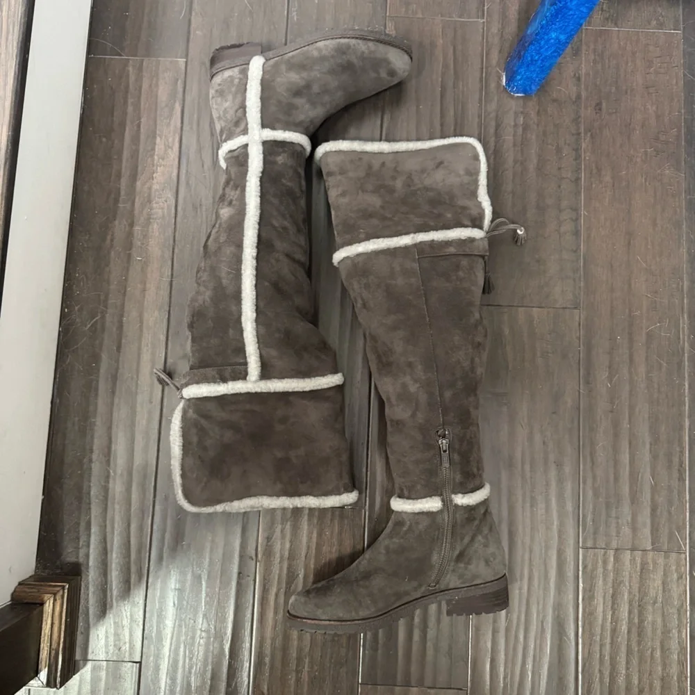 FRYE Tamara Over The Knee Shearling Suede Riding Snow Boots 5.5